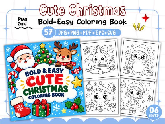 Bold Easy Cute Christmas Coloring Book