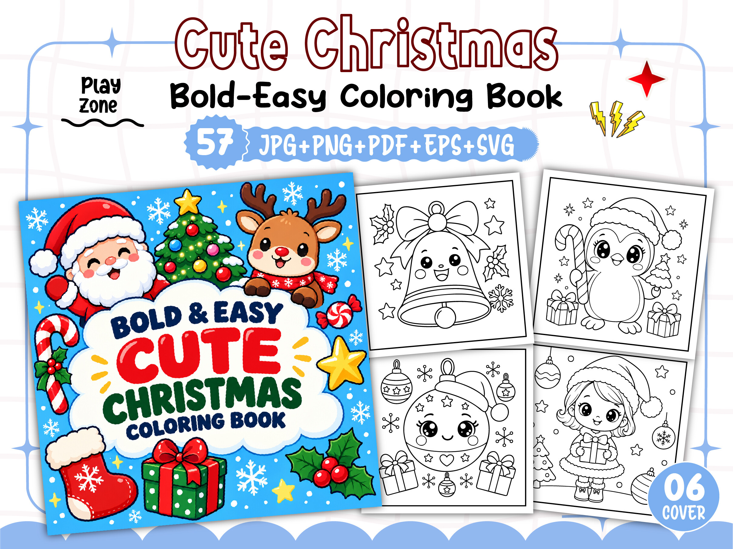 Bold Easy Cute Christmas Coloring Book