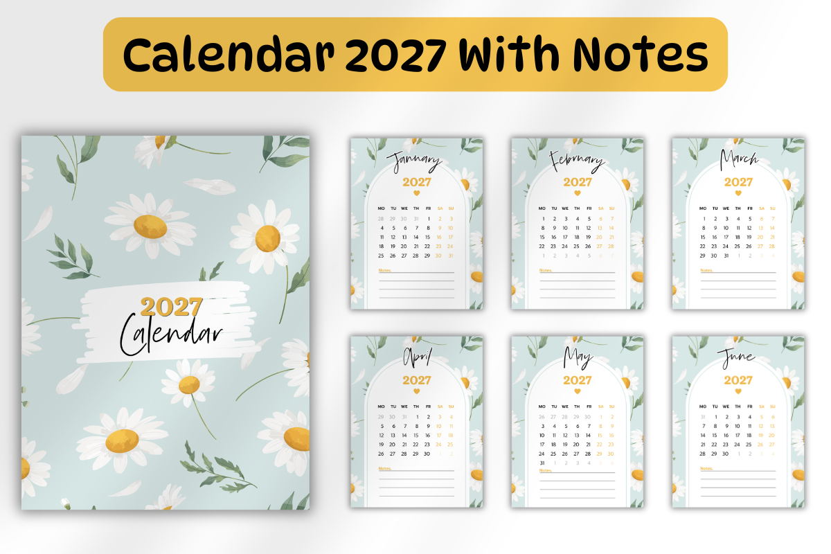Calendar 2027 with Notes Printable PDF