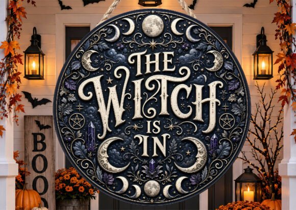 Celestial Witch in Halloween Door Sign