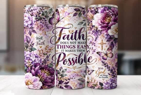 Christian Faith Floral 20oz Tumbler Wrap