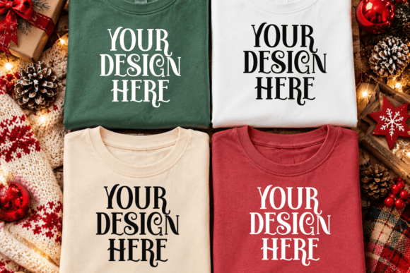 Christmas CC1717 Flat Lay T-shirt Mockup