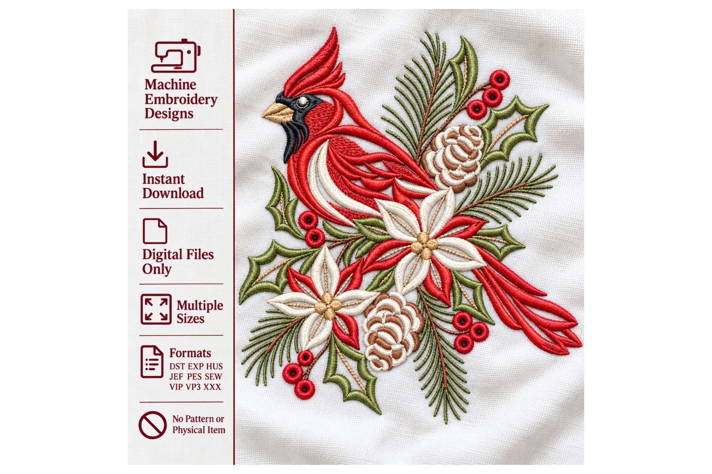 Christmas Cardinal Floral Winter Bird · Creative Fabrica