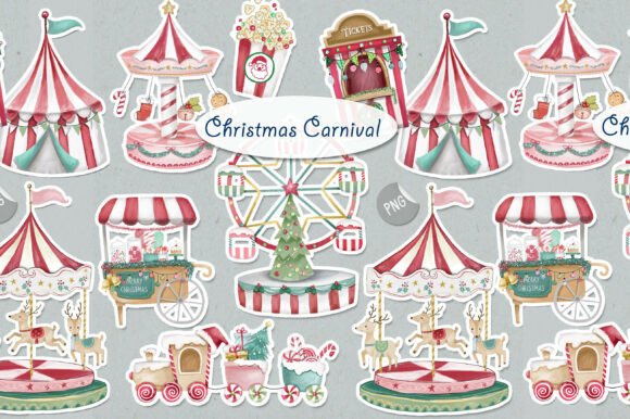 Christmas Carnival Clipart PNG Files.
