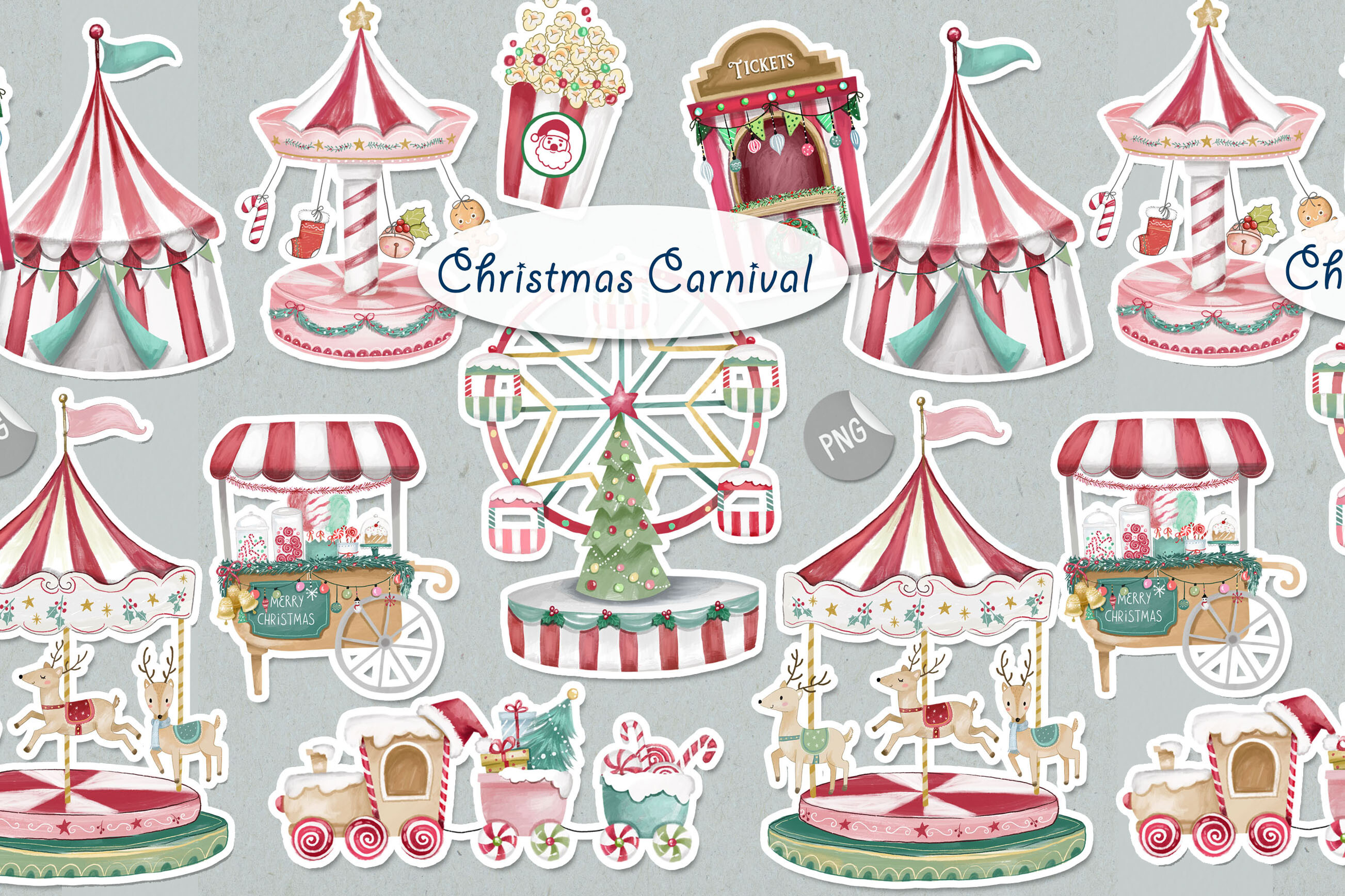 Christmas Carnival Clipart PNG Files.
