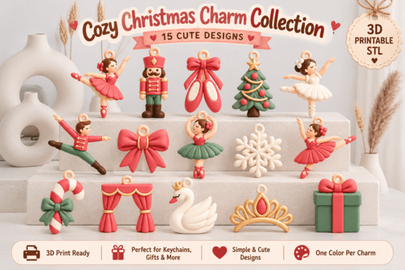 Christmas Charm Ornament STL Bundle - 15 Holiday 3D Print Designs - Image 2