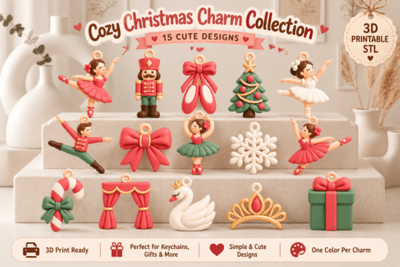 Christmas Charm Ornament STL Bundle - 15 Holiday 3D Print Designs - Image 3