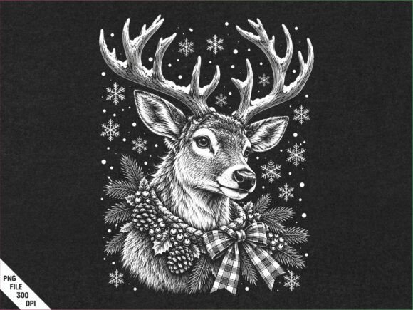 Christmas Deer Pinecone Winter PNG
