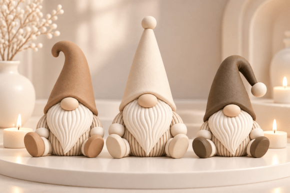 Christmas Gnome Figurine STL 3D Print Set – 3 Nordic Holiday Gnomes - Image 2