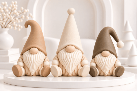 Christmas Gnome Figurine STL 3D Print Set – 3 Nordic Holiday Gnomes - Image 3