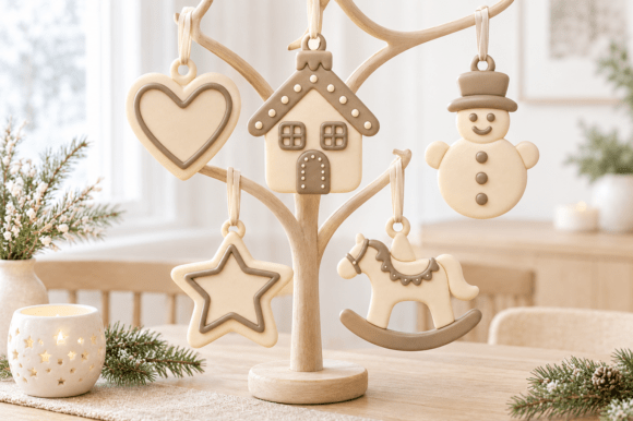 Christmas Ornament Tree STL | 3D Printable Holiday Decor | 5 Hanging Ornaments - Image 1
