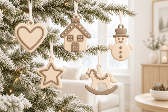 Christmas Ornament Tree STL | 3D Printable Holiday Decor | 5 Hanging Ornaments - Image 2