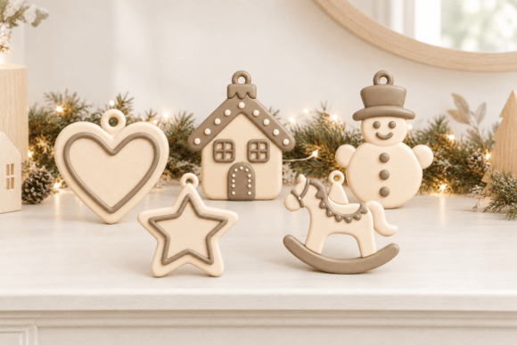 Christmas Ornament Tree STL | 3D Printable Holiday Decor | 5 Hanging Ornaments - Image 3