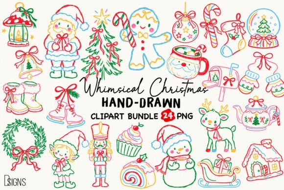 Christmas PNG Hand-Drawn LIne Art Bundle