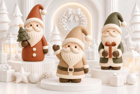 Christmas Santa Claus Figurine STL Set – 3 Holiday 3D Print Models - Image 1