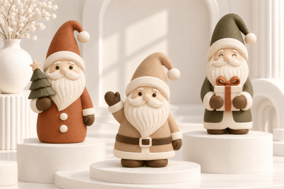 Christmas Santa Claus Figurine STL Set – 3 Holiday 3D Print Models - Image 2