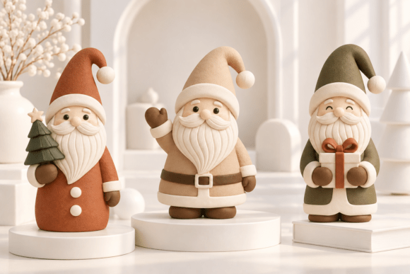 Christmas Santa Claus Figurine STL Set – 3 Holiday 3D Print Models - Image 3