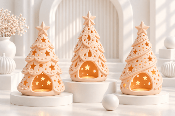 Christmas Tree Candle Holder STL Set – 3 Festive Tealight Designs for 3D Printing - Image 2