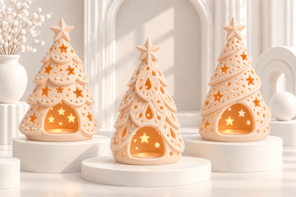 Christmas Tree Candle Holder STL Set – 3 Festive Tealight Designs for 3D Printing - Image 3