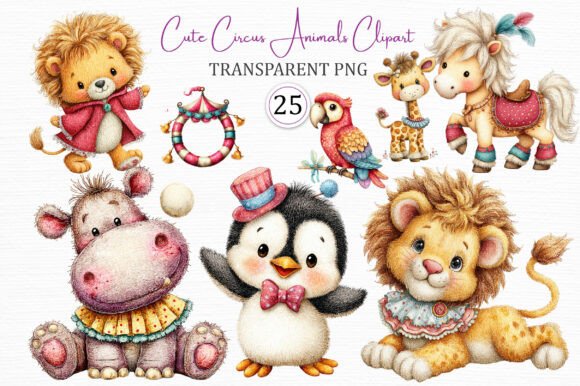 Circus Animals Digital Clipart Set