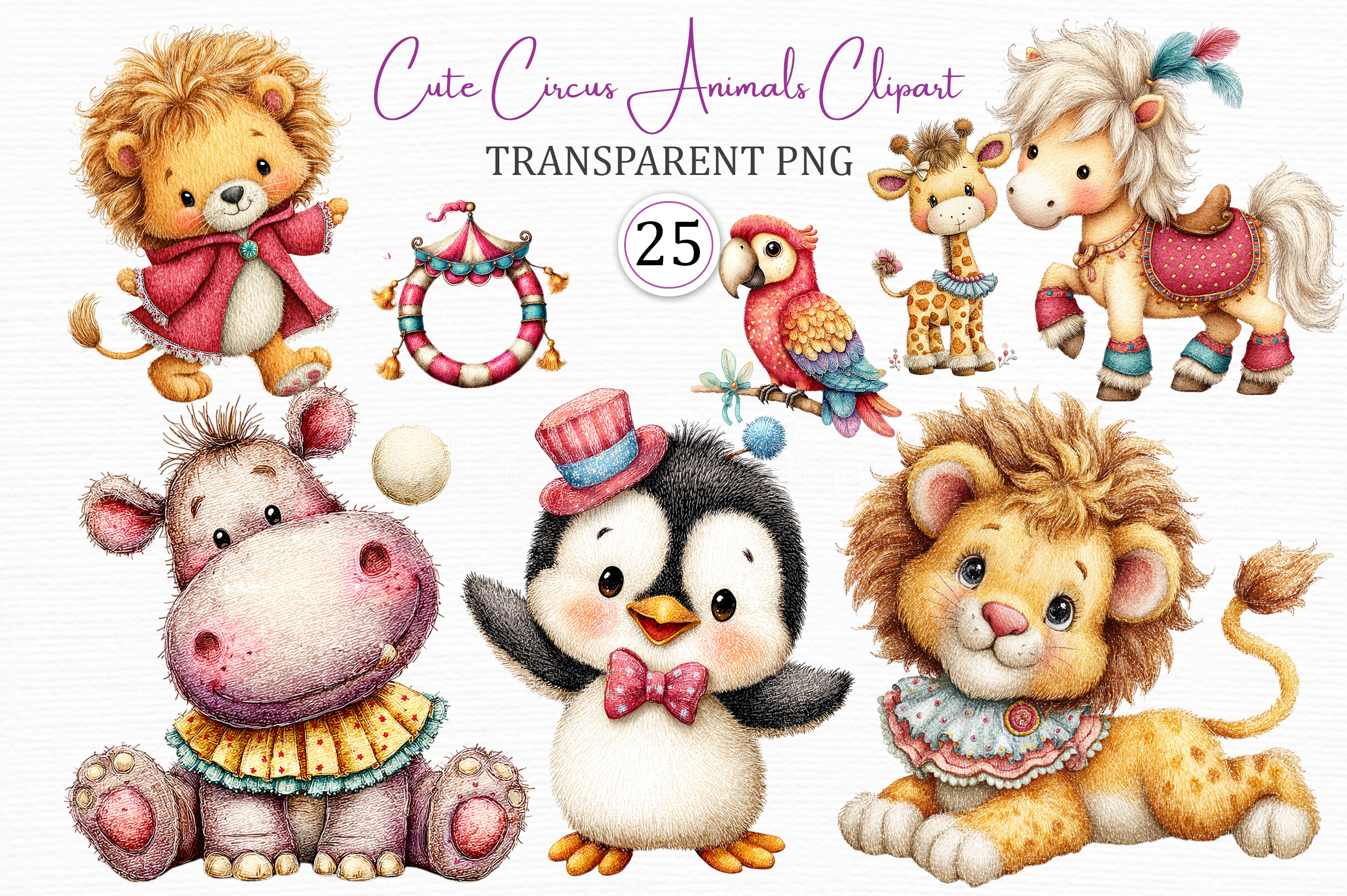 Circus Animals Digital Clipart Set