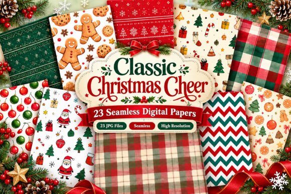 Classic Christmas Cheer Digital Seamless