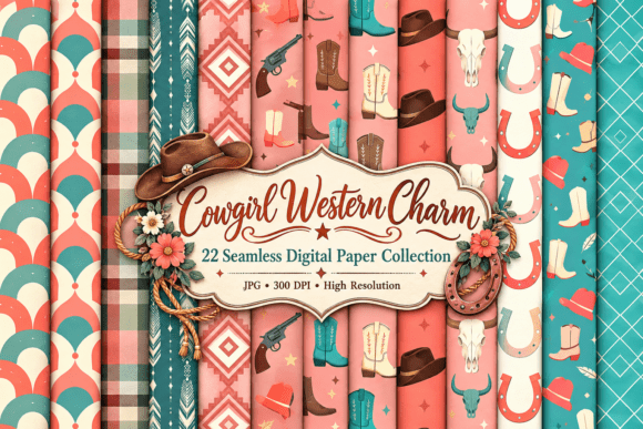 Cowgirl Western Charm Seamless Digital