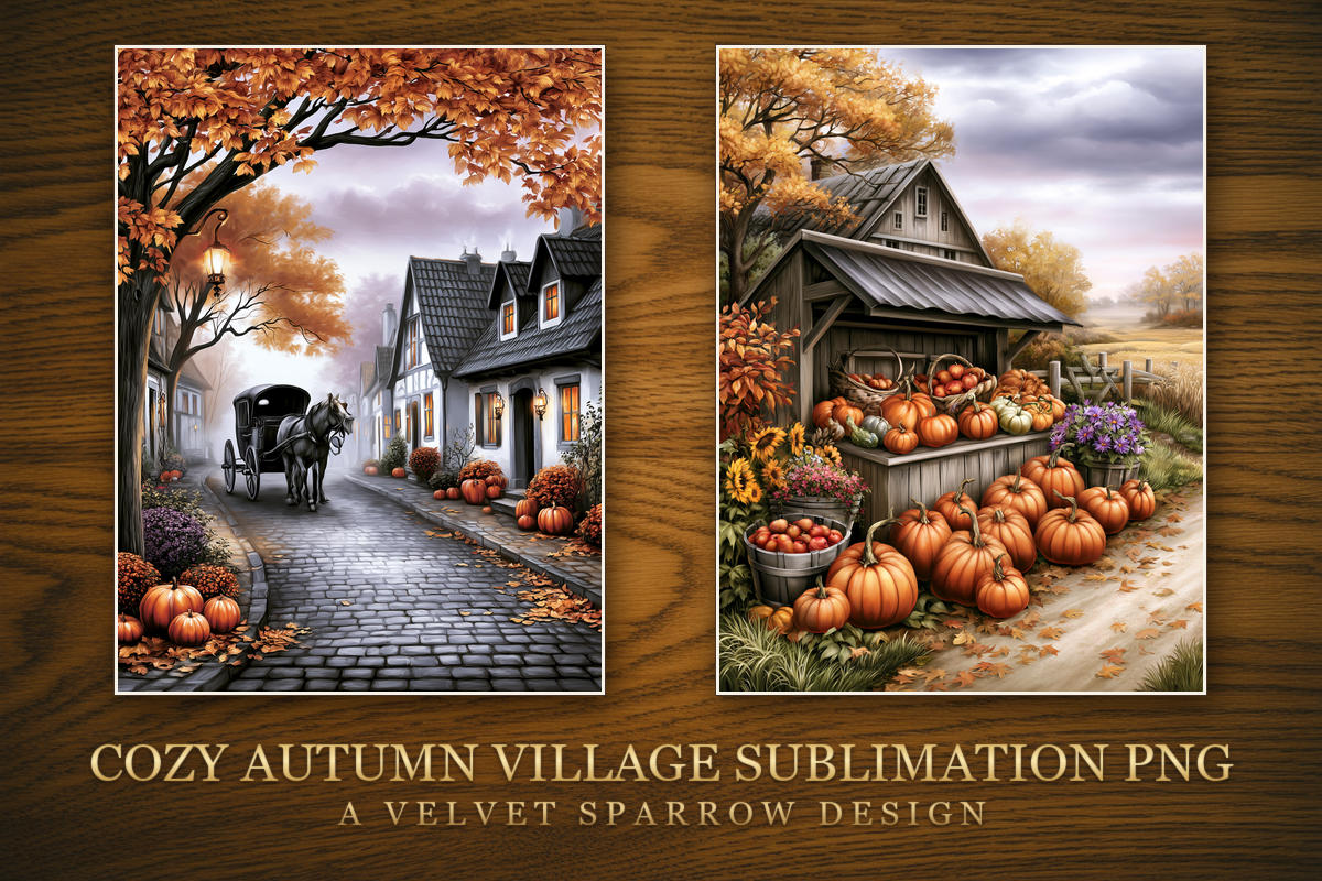 Cozy Autumn Village Sublimation Png