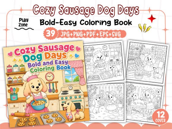 Cozy Sausage Dog Days Coloring Book