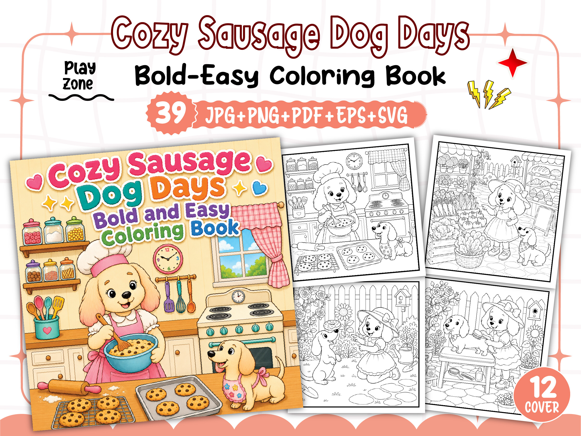 Cozy Sausage Dog Days Coloring Book