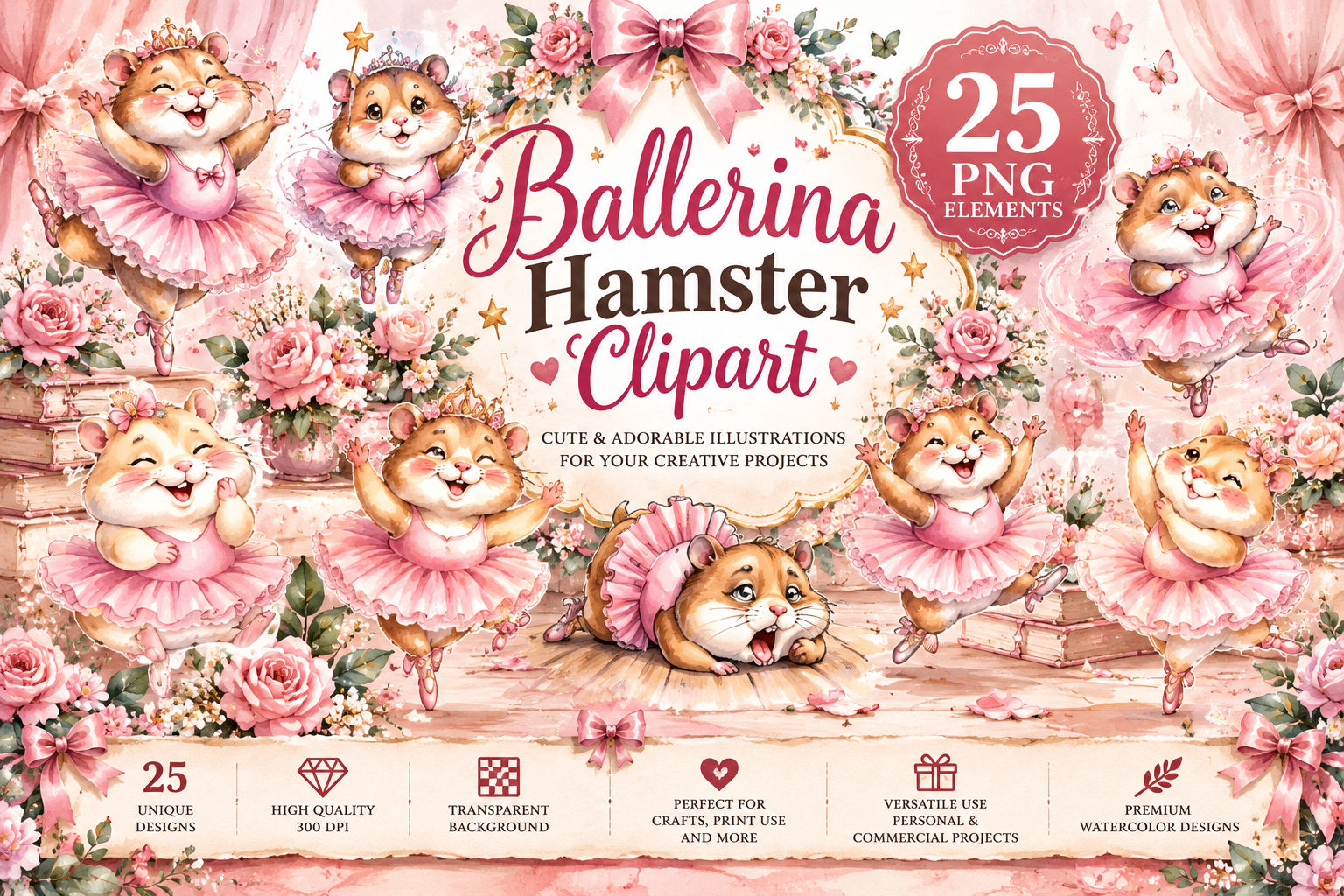 Cute Ballerina Hamster Clipart