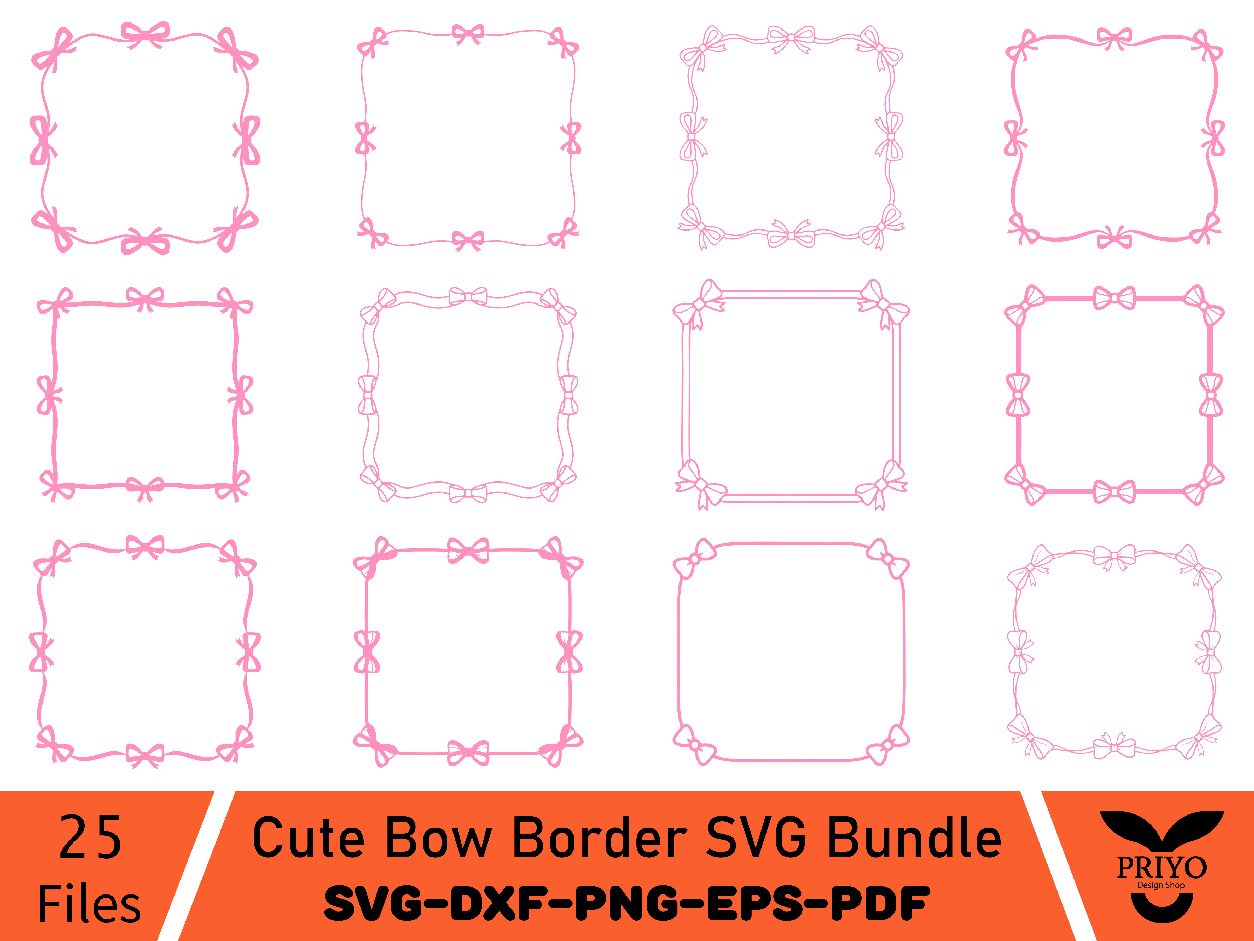 Cute Bow Border SVG Bundle