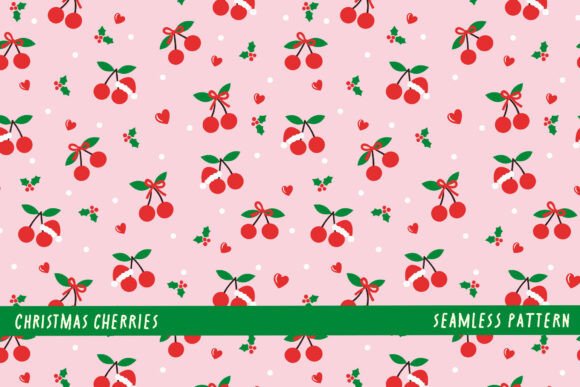 Cute Christmas Cherry Pattern Background