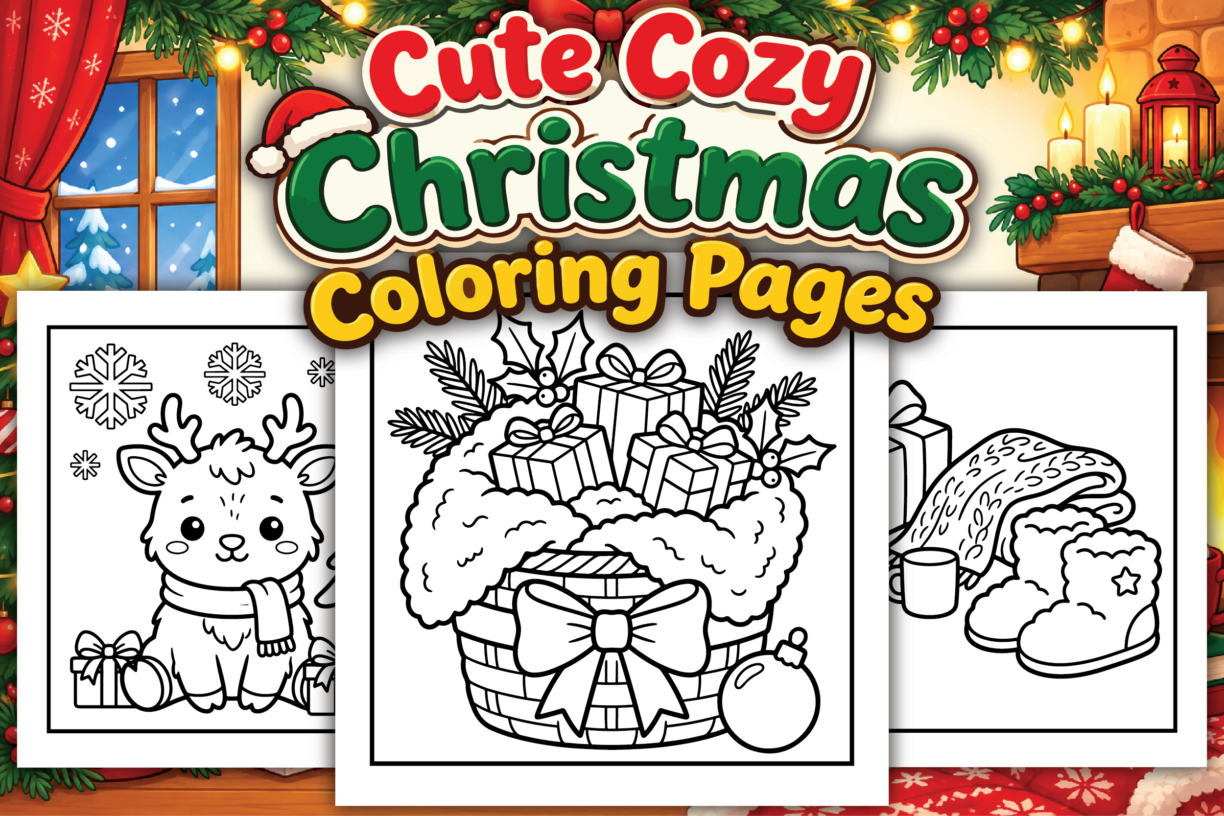 Cute Cozy Christmas Coloring Pages