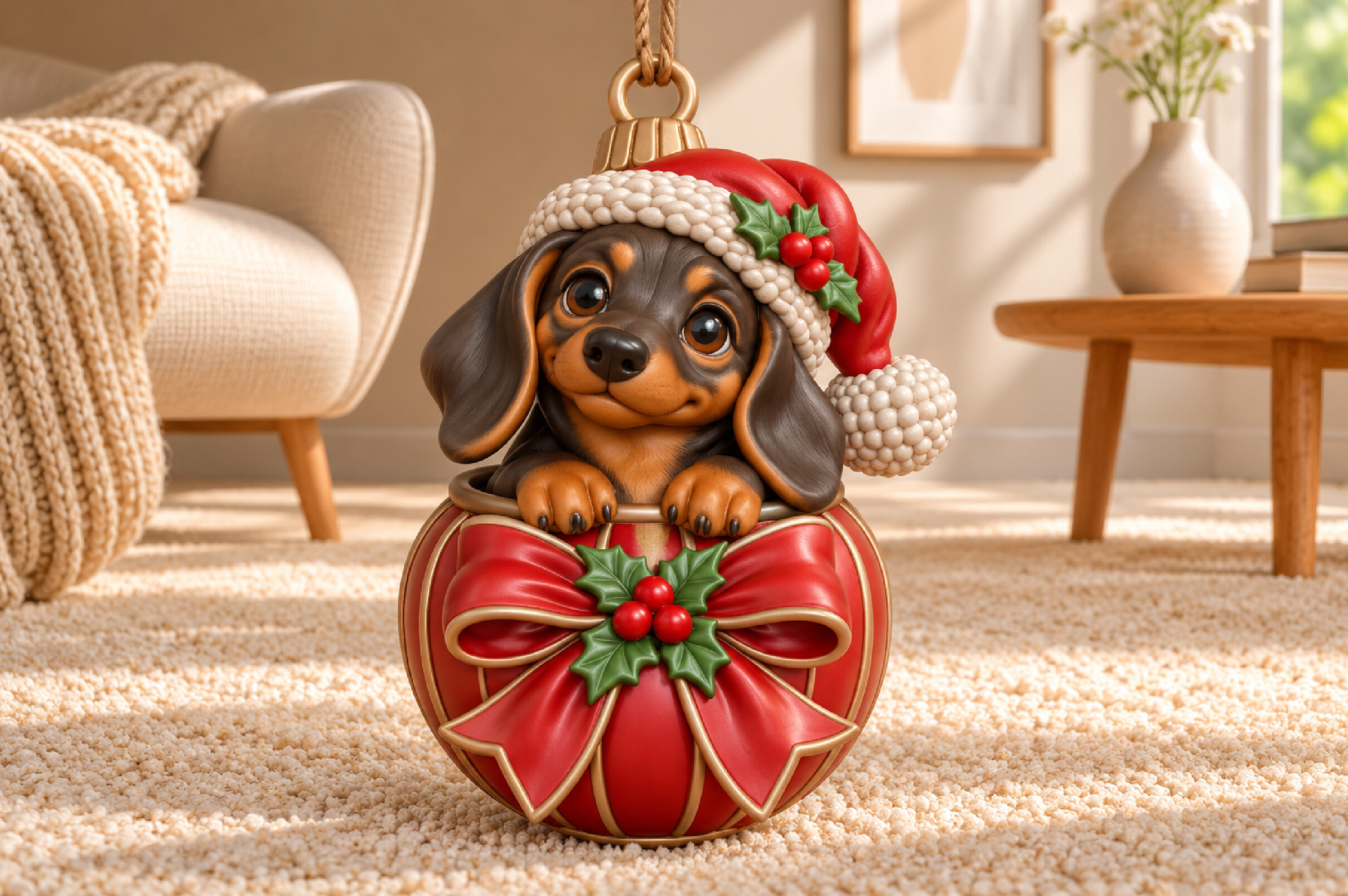 Cute Dachshund Christmas Ornament STL – 3D Printable Dog Holiday Decor - Image 5