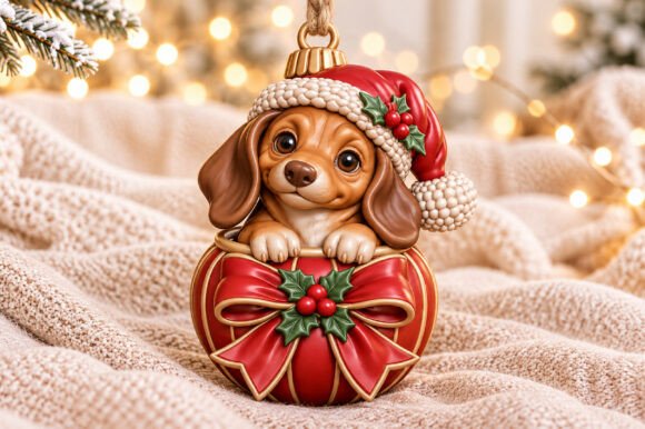 Cute Dachshund Christmas Ornament STL – 3D Printable Dog Holiday Decor - Image 2