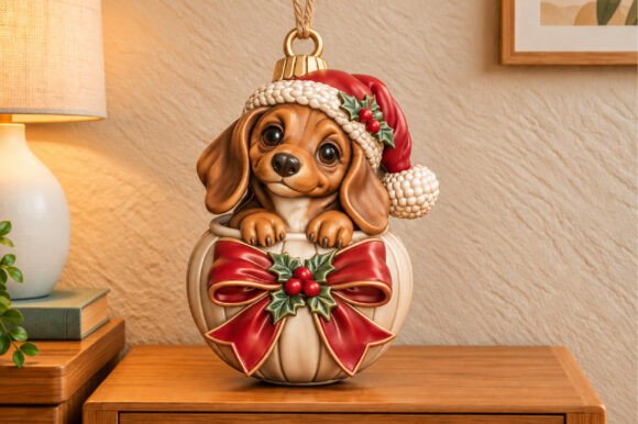 Cute Dachshund Christmas Ornament STL – 3D Printable Dog Holiday Decor - Image 3