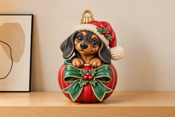 Cute Dachshund Christmas Ornament STL – 3D Printable Dog Holiday Decor - Image 4