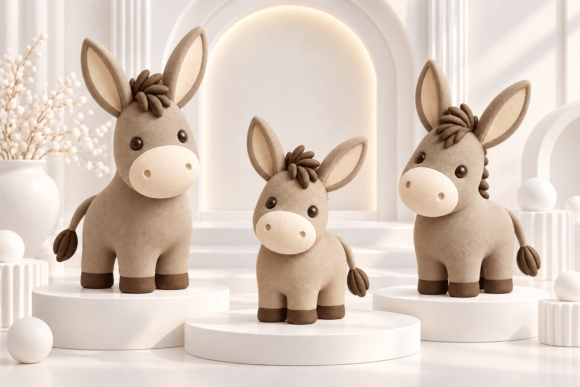 Cute Donkey Figurine STL 3D Print Set – 3 Adorable Farm Animal Models - Image 3