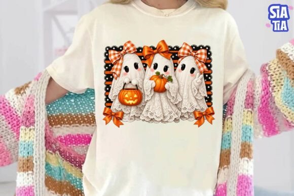 Cute Ghost Trio Halloween PNG Shirt