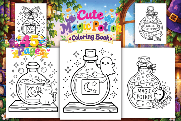 Cute Magic Potion Coloring Book