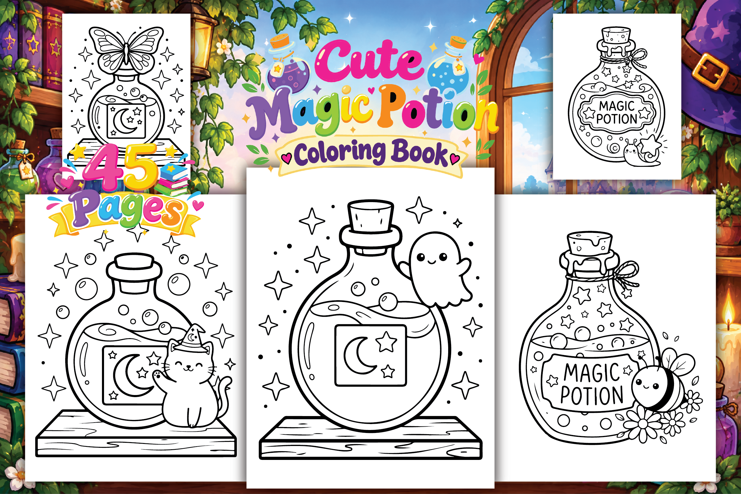 Cute Magic Potion Coloring Book