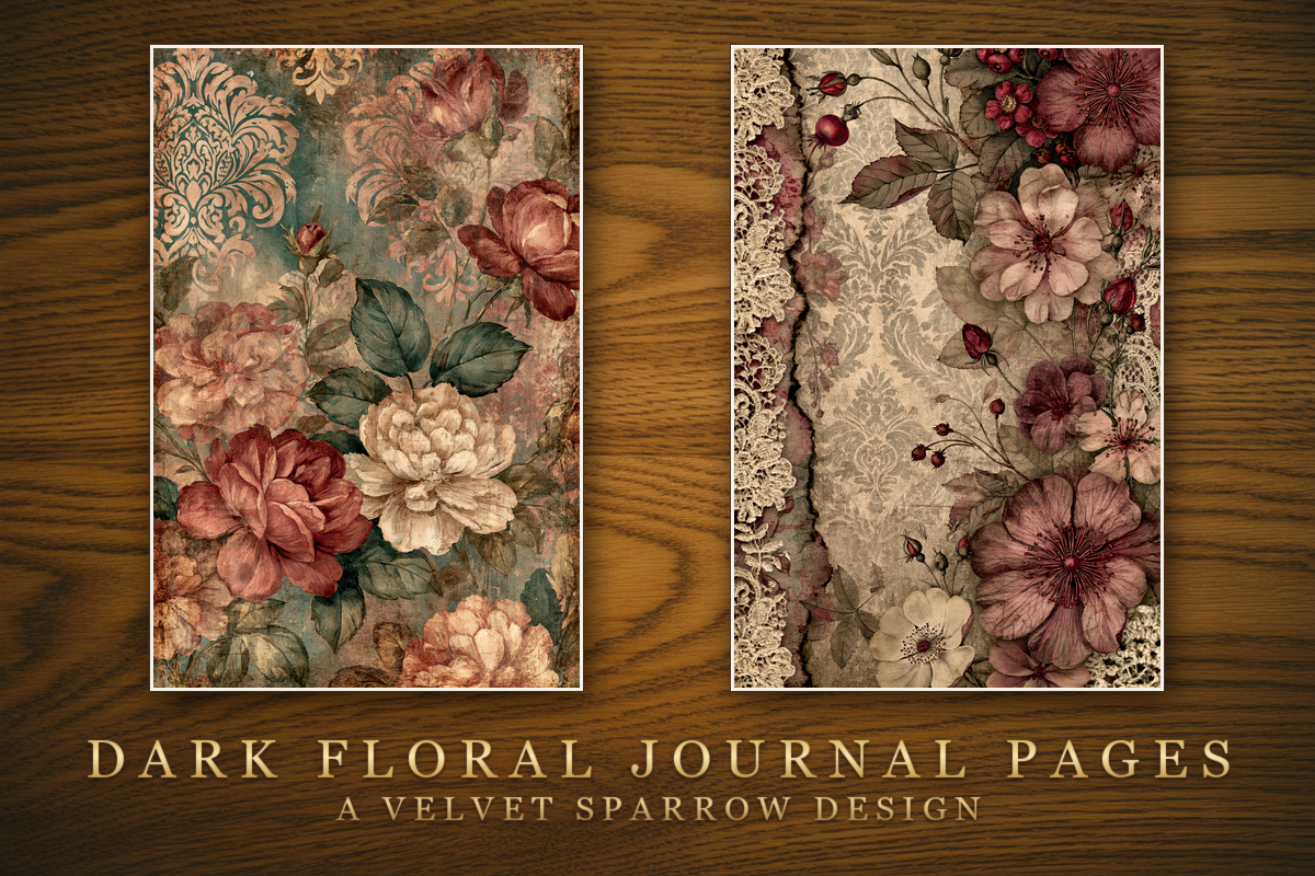 Dark Floral Journal Pages