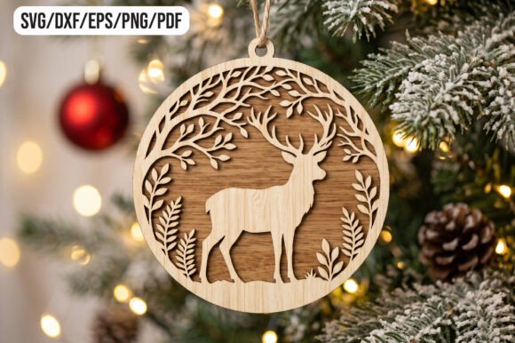 Deer Christmas Laser Cut Ornament laser cut file