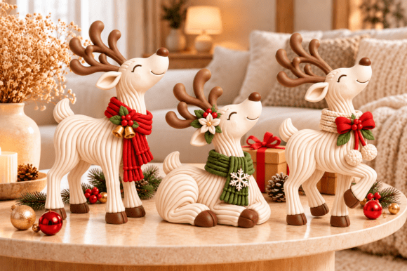 Elegant Reindeer Set STL – 3 Festive 3D Printable Reindeer Figurines - Image 2