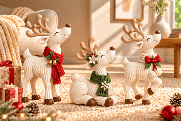 Elegant Reindeer Set STL – 3 Festive 3D Printable Reindeer Figurines - Image 3