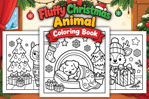 Fluffy Christmas Animal Coloring Book
