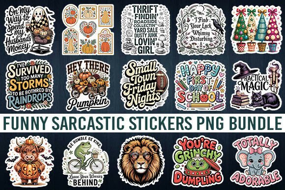 Funny Sarcastic Stickers Png Bundle