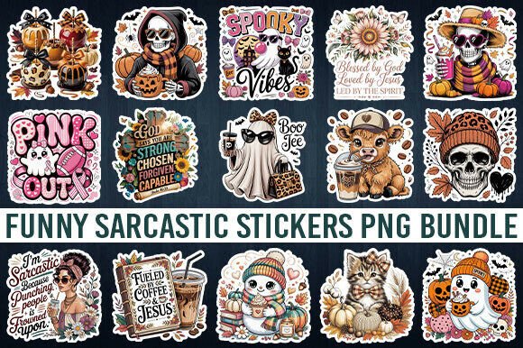 Funny Sarcastic Stickers Png Bundle