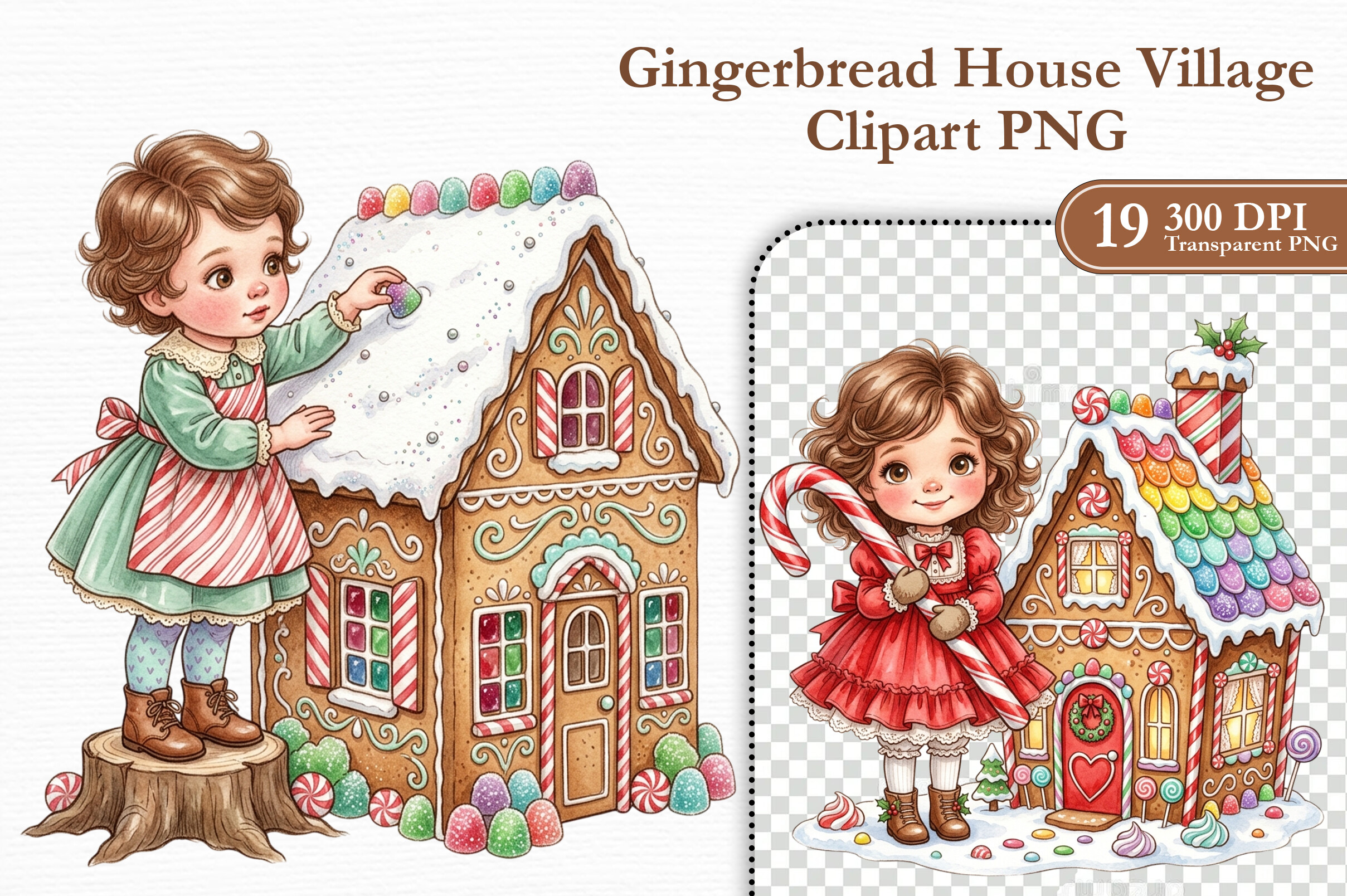Zone Template Cursive Gingerbread House Village Clipart PNG Graphic by KIDS ZONE · Creative ...